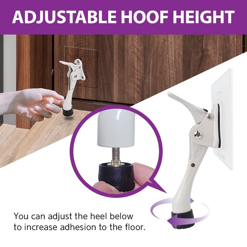 Hashi Door Stopper with Adhesive Bracket Stickers  No Drilling or Tools Needed  Available for All Doors  Door Holder  Heavy Door Stop  KickDown Door Stoppers  Bottom of Door by HASHI (Satin Nickel/Bracket) - Image 5